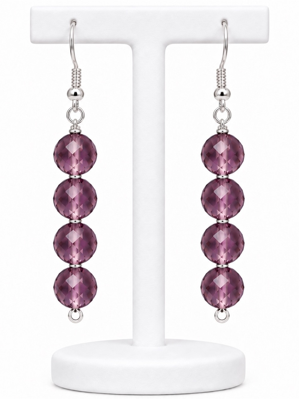 Purple crystal dangle earrings